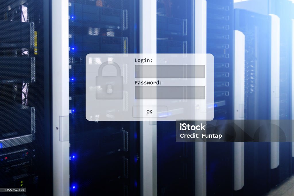 Server Room Login And Password Request Data Access And Security Stock ...