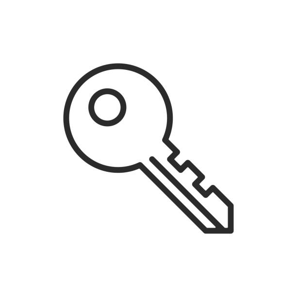 Key line icon. Thin line design. Vector icon Key line icon. Thin line design. Vector icon key stock illustrations