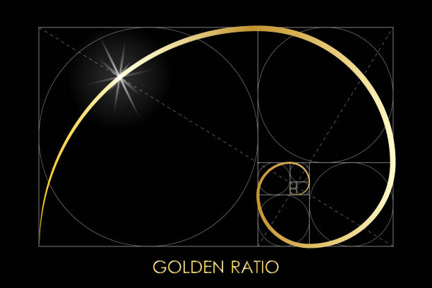 GR 3 Golden ratio. Fibonacci number. Circles in golden proportion. Geometric shapes. Logo. Abstract vector background. Vector correlation stock illustrations