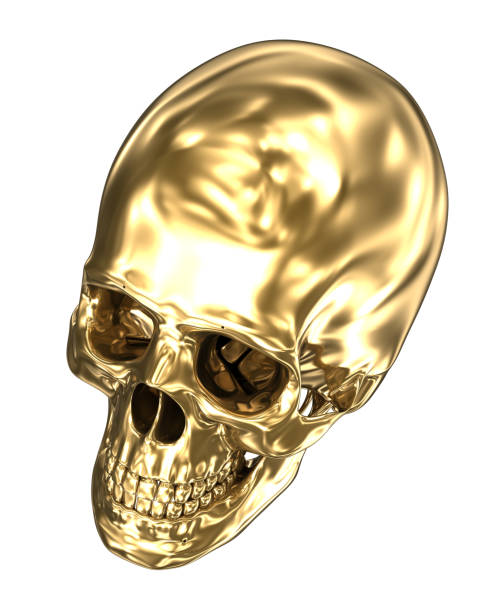 istock Golden human skull over white , 3D illustration 1066968778