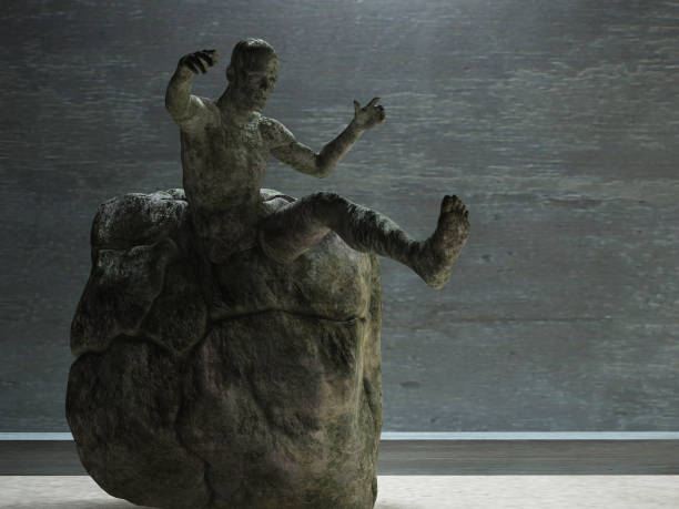 istock Motion. Men's figure made of stone 1066969662