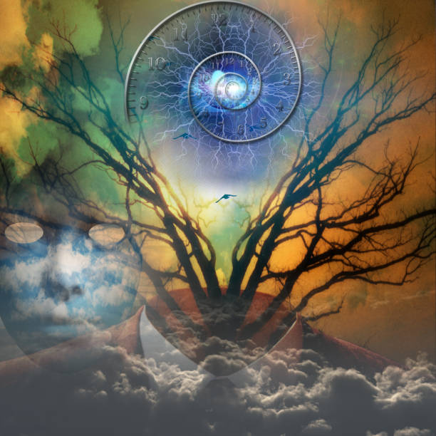 istock Surreal artisitc image with time spiral 1066969798