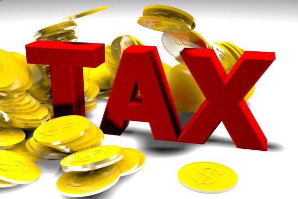 istock Red Tax text crash golden coins 1066969934