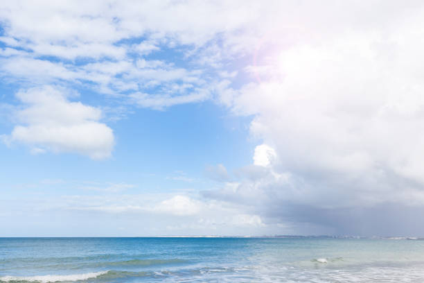 istock Tropical sand sunny beach and blue cloudy sly 1066970086