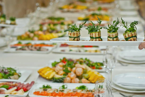 istock delicious dishes on the table in the restaurant. serving table. 1066975532