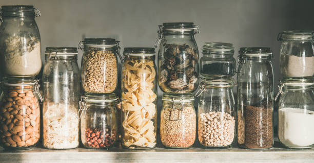 istock Rustic kitchen food storage arrangement in glass jars 1066977852