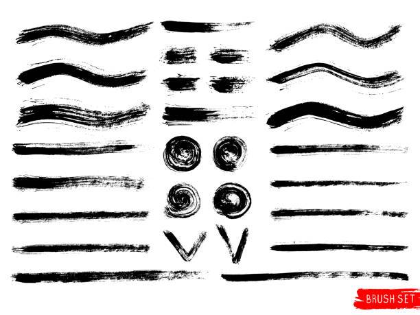 Vector set of hand drawn brush strokes, stains, rough shapes. Doodle style abstract grunge textures. Vector set of hand drawn brush strokes, stains, rough shapes. Doodle style abstract grunge textures. smudged condition stock illustrations