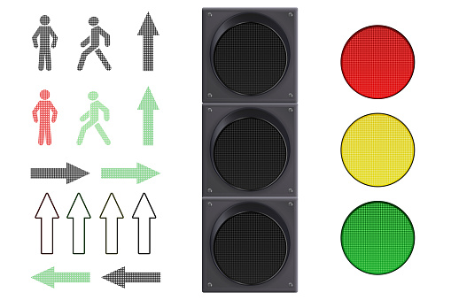 Traffic lights elements. Vector 3d illustration isolated on white background
