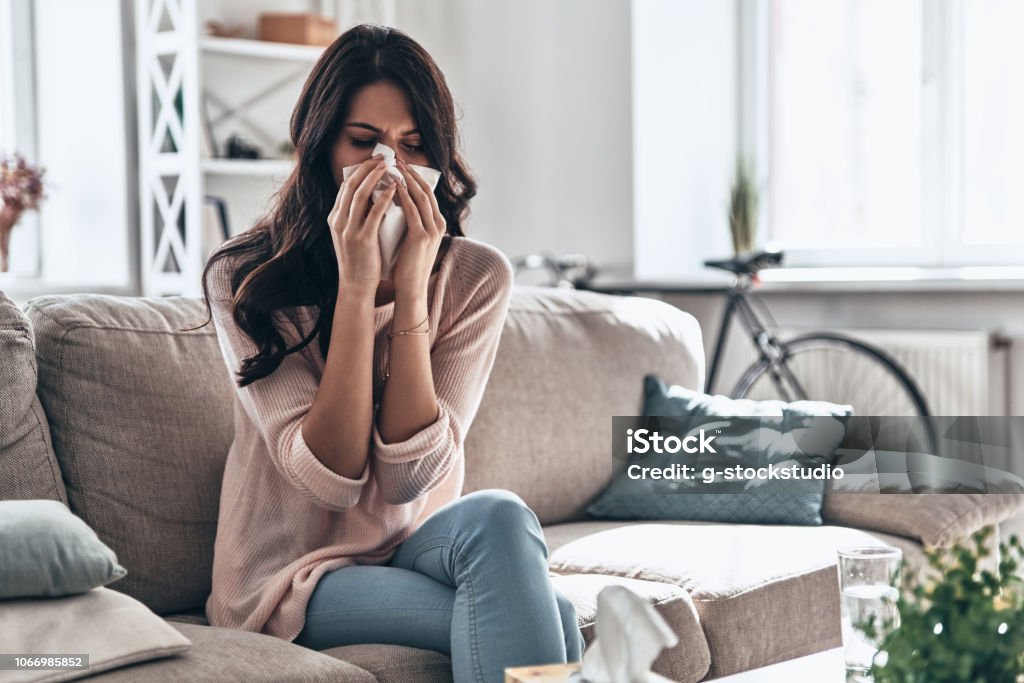 Koude en griep. - Royalty-free Allergie Stockfoto