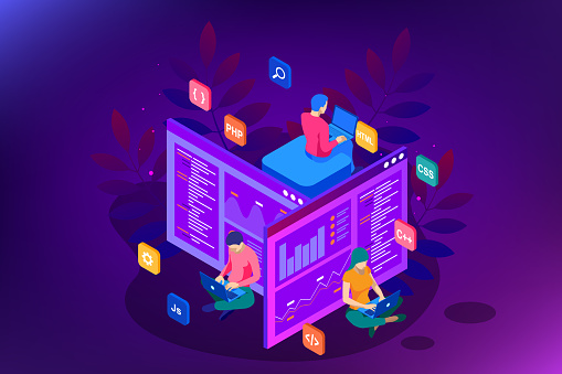 Programmer Isometrik Mengkode Proyek Baru Pengembangan Web Dan ...