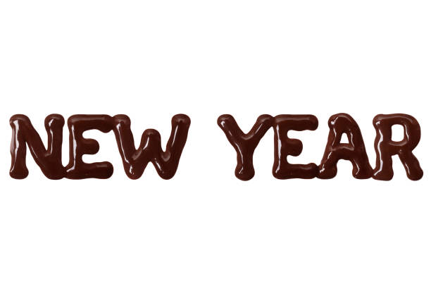istock Inscription New Year written with melted chocolate isolated on white background 1066990506