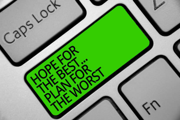 istock Handwriting text Hope For The Best... Plan For The Worst. Concept meaning Make plans good and bad possibilities Keyboard green key Intention create computer computing reflection document. 1066994592