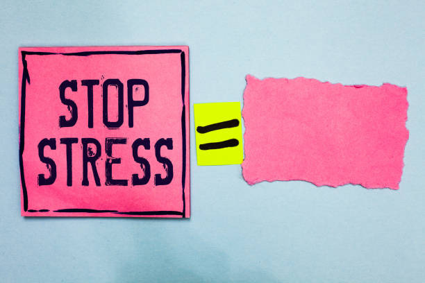 istock Writing note showing Stop Stress. Business photo showcasing Seek help Take medicines Spend time with loveones Get more sleep Pink paper notes reminders equal sign important messages to remember. 1066994614