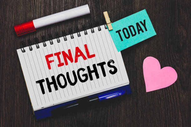 istock Writing note showing Final Thoughts. Business photo showcasing Conclusion Last Analysis Recommendations Finale of idea Open notebook pin holding reminder marker heart wooden background. 1066994894