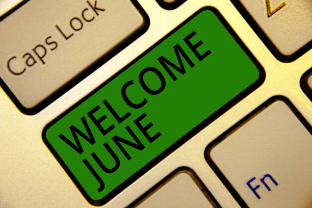 istock Handwriting text writing Welcome June. Concept meaning Calendar Sixth Month Second Quarter Thirty days Greetings Keyboard green key Intention create computer computing reflection document. 1066994930