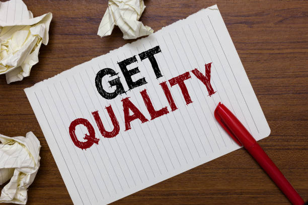istock Conceptual hand writing showing Get Quality. Business photo text features and characteristics of product that satisfy needs Marker over notebook crumpled papers ripped pages several tries. 1066995326
