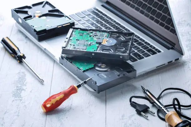 Photo of repair of computer hard drives