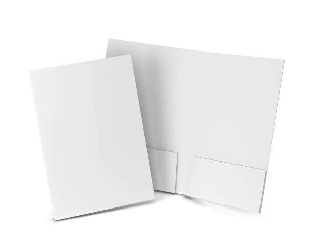 modello di cartella carta bianca - tasca foto e immagini stock