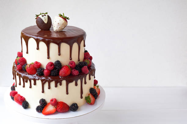 istock Two-tiered wedding cake in chocolate 1066996258
