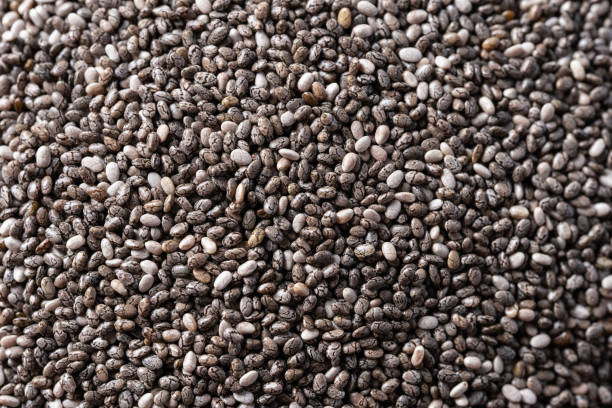 istock Close up of Chia seeds background 1067002168
