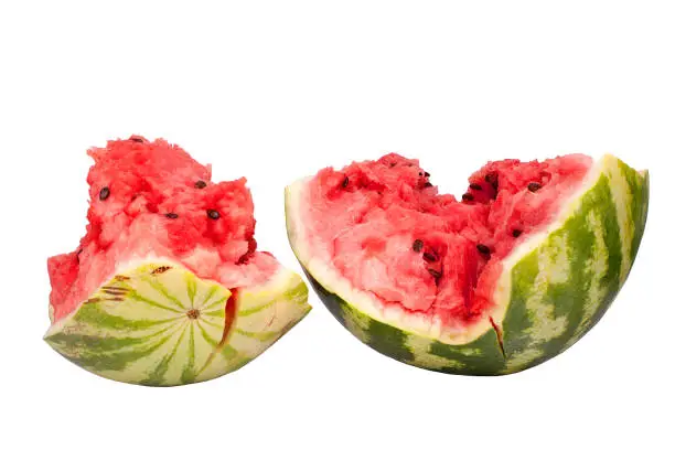 Photo of Pieces of watermelon on white background isolated close up