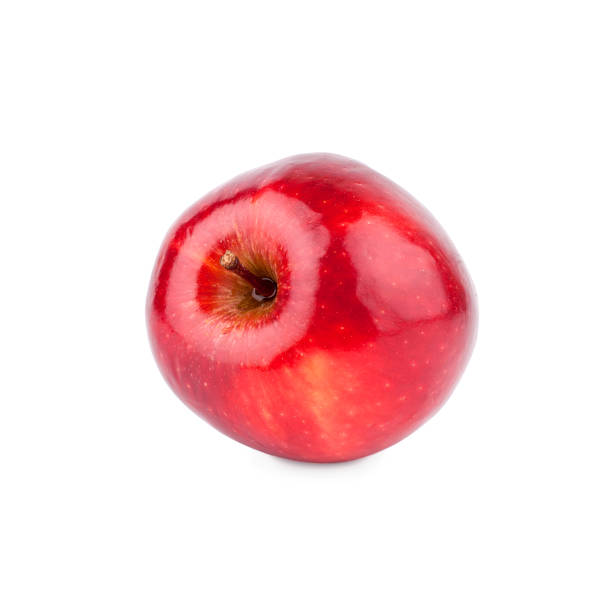 istock Red apple on white background isolated close up macro back view 1067002552