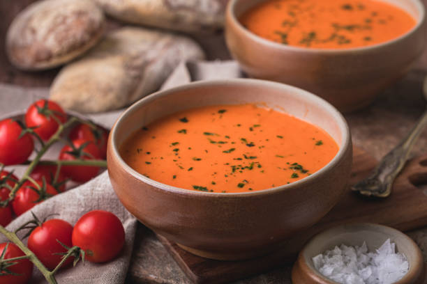 Tomato soup and homebaked bread