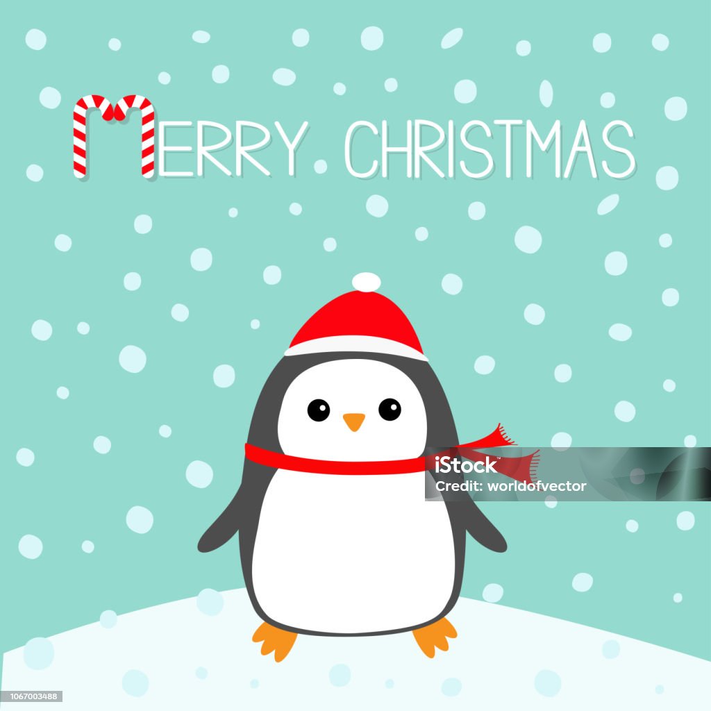 Merry Christmas Candy Kẹo Text Chim Cánh Cụt Kawaii Trên Tuyết Rơi ...