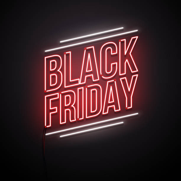 Black Friday background. Neon sign. Black Friday background. Neon sign. Vector illustration. black friday shopping event illustrations stock illustrations