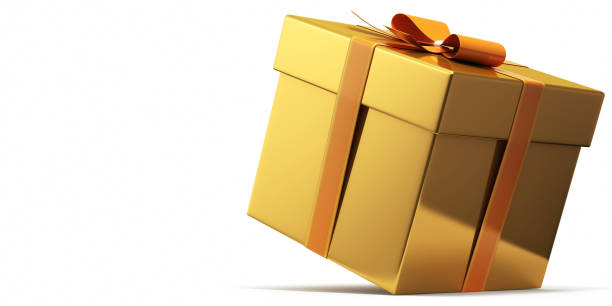 istock Gold Color Gift Box - Clipping Path 1067004910