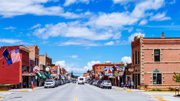 American town - Red Lodge, Montana American town - Red Lodge, Montana, USA main street stock pictures, royalty-free photos & images