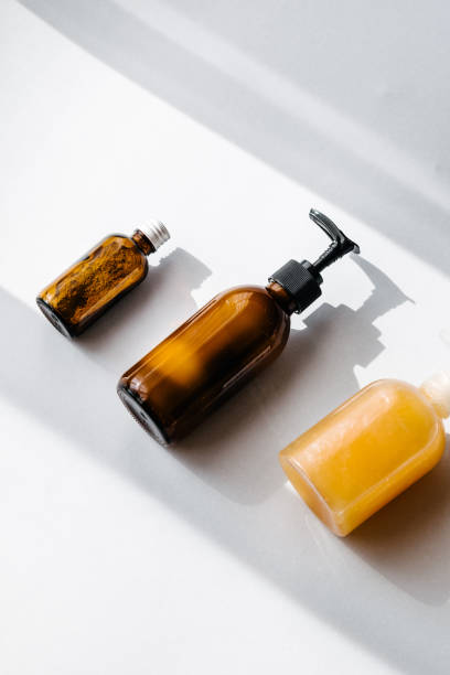 istock Bottles with organic cosmetics overhead 1067009466