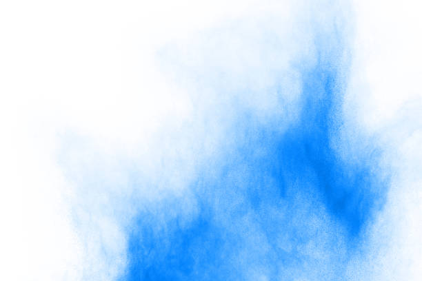 istock Blue powder explosion on white background. Colored cloud. Colorful dust explode. Paint Holi. 1067014402
