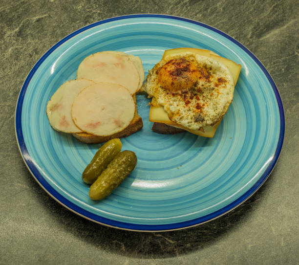 istock Fried bread with egg sausage cheese and garlic 1067015122