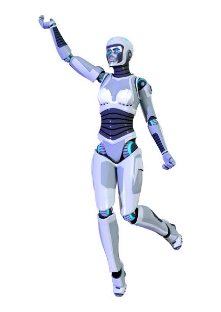 istock 3D illustration female robot on white 1067015416