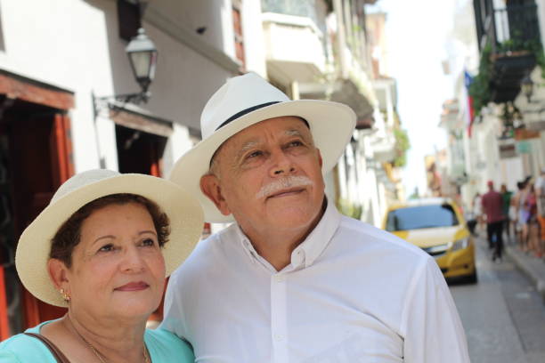istock Hispanic senior couple with copy space 1067015858