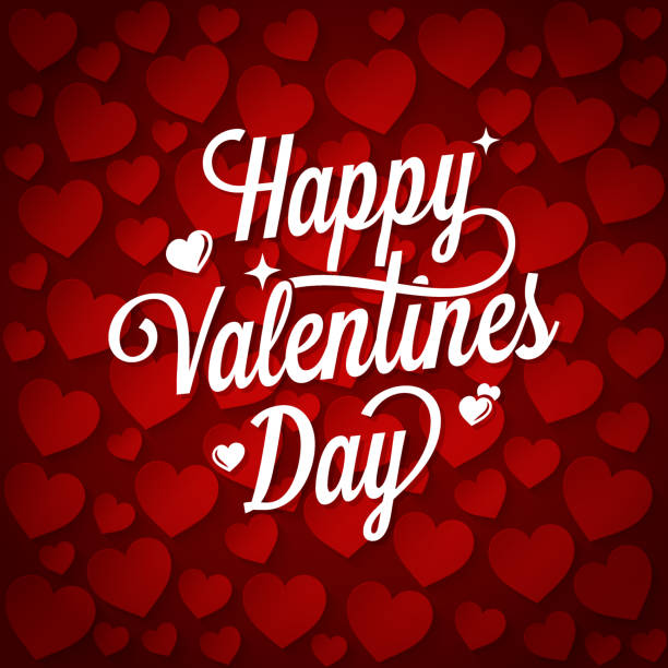ilustrações de stock, clip art, desenhos animados e ícones de valentines day vintage lettering. happy valentine day sign on hearts background - felicidade