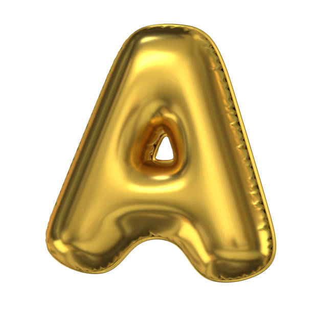 istock Golden balloon font 3d rendering, letter A 1067022100