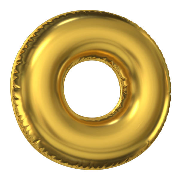 istock Golden balloon font 3d rendering, letter O 1067022176