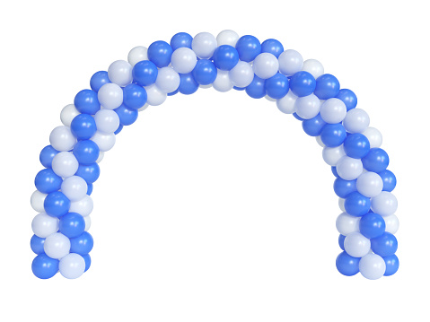 Arc made of balloons, balloon gate, portal, 3d rendering isolated illustration