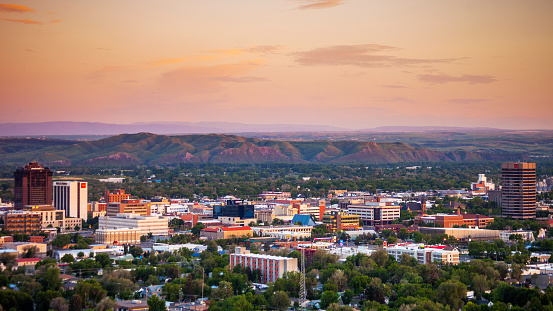 City view at sunset time.
Billings, Montana, USA.