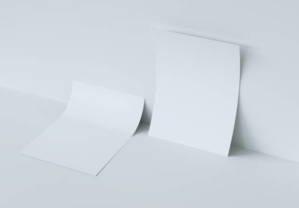 dwa zginające makiety papieru. renderowanie 3d. - note 2 zdjęcia i obrazy z banku zdjęć