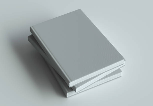 stapel von buch-mock-up auf grauem hintergrund. 3d-rendering. - hardcover book stock-fotos und bilder