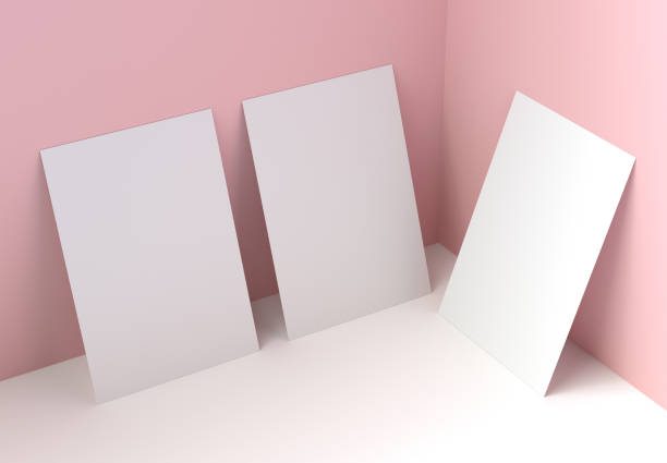 Three Pieces of Paper Mockup. 3d rendering.