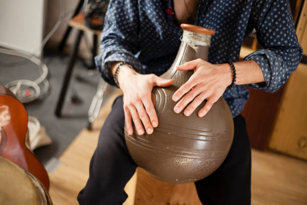 Metal percussion exotic flamenco instruments concept.