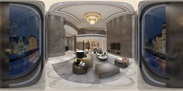 istock 360 Degrees Modern Living and Dining Room. 3D Render. 1067038858