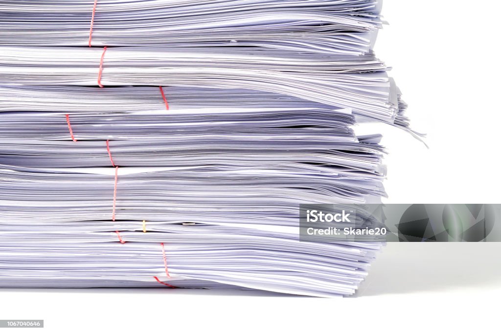 Stack Of Documents Isolated On White Background Stock Photo - Download ...