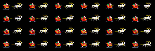istock Christmas Santa on Sleigh with rein deer animation sprite sheet 1067041872