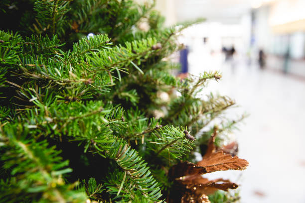 istock Decorated Christmas tree with toys, gift box and bauble. 1067044150