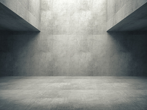 Empty abstract concrete room and lateral lights,3D rendering